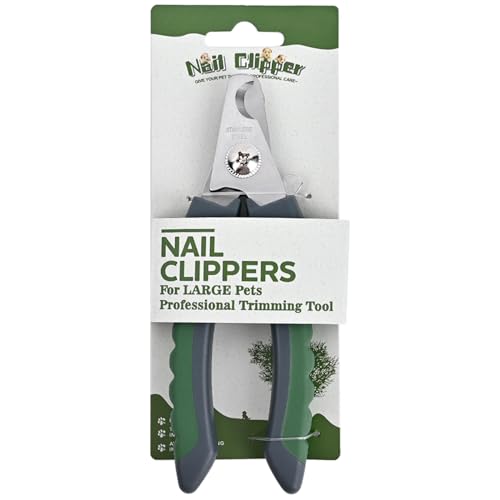 TIHNY Cortauñas para Perros Grandes, Cortador de Uñas Profesional de Acero Inoxidable, Cortauñas Resistente para Razas Grandes como Pastor Alemán y Labrador, Mango Antideslizante Verde, Talla L