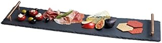 Artesa KitchenCraft Slate Serving Tray Platter with Copper Finish Handles, 60 x 15 cm, Black
