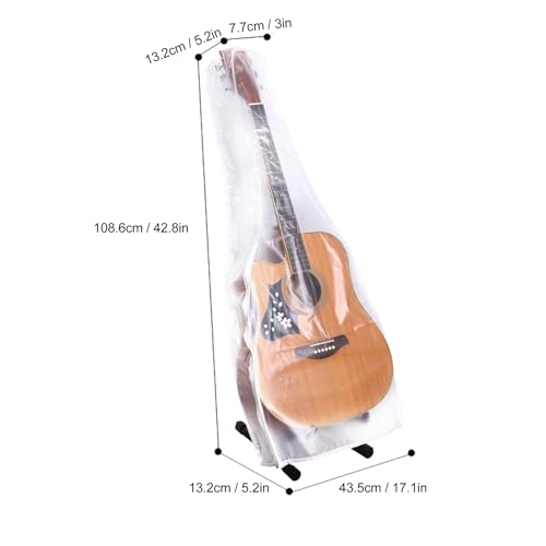 banapoy Acoustic Guitar Dust Cover, Waterproof PVC Frosted Electric Guitar Dust Cover Zippered Storage Bag, Instrument Shell for Bass Folk Classical Guitars, Clear, banapoyc21o94zq85 - Thumbnail 5