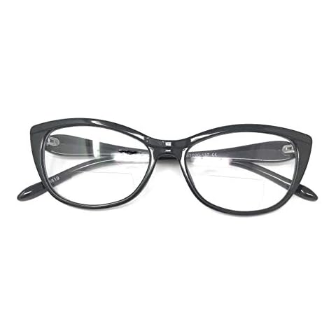MyUV Clear Lens Eyeglasses With Bifocal Reading Glasses For Men Women (Black, 2.50) Medium Cover