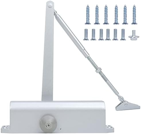 Door Closer Automatic Adjustable Commercial Door Closer,180º Maximum, Hydraulic Automatic Series SG-933 Commercial Door Closer Sprayed Aluminum(Silvery)