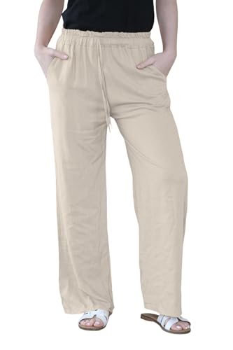 Pantalon élastique en lin femme contre la chaleur offrant une coupe large anti-friction