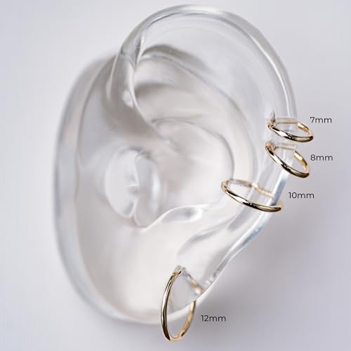 14K Real Solid Gold Clicker Hoop Earring - 16 & 18 Gauge Gold Hoop Nose Rings for Women Men - Helix Cartilage Tragus Conch Daith Piercing Jewelry - Perfect Minimalist Design - Sold as a Single4