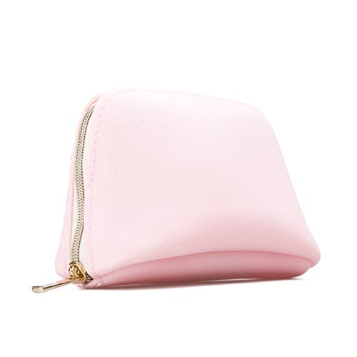 Small Makeup Bag for Purse Cute Cosmetic Pouch for Women Silicone Makeup Pouch for Travel Mini Makeup Bag with Zipper Lipstick Pouch Holder Vegan Cosmetic Organizer 10 Colors (Pink)