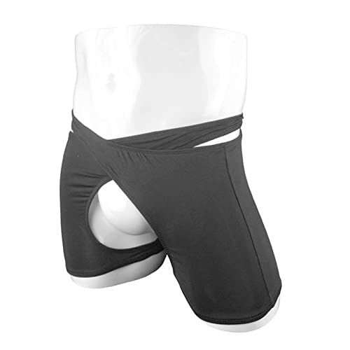 Evankin Mens Sexy Mesh Boxer Briefs Low Rise Underwear Breathable Hollowed Out Boxers Assless Lingerie(Black) #TOP2