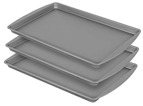 G & S Metal Products Company Bakereze Medium Non-Stick Cookie Pan, 16.9''L X 10.7''W X 0.8''H, Grey, 3 Count (Pack Of 1) #TOP1