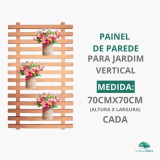 Painel vertical de madeira maciça para flores - floreira ripada 70cm X 70cm