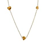 LXGGUC Collar de corazón de Temperamento para niñas, Gargantilla de Plata de Ley 925 con Dije de corazón, Collar de Oro de corazón Minimalista, Collar de medallón de Oro para Mujeres, Regalos de
