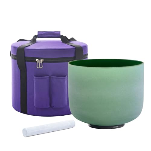 Hye-eun Kristall Klangschale,Grün Gefärbt 8 Zoll F Note Herzchakra mit Tragetasche für Klangheilung (20.3cm) Sound Bowl