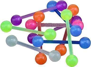 20Pcs Colorful Flexible Silicone Tongue Nipple Stud Bar Ring Barbell Piercing Body Jewelry Piercing Jewelry Body Piercing Barbell, Colorful Flexible Silicone Tongue Nipple Stud Bar Ring, 20 Pieces
