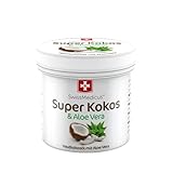 Huile de coco à l'aloe vera SwissMedicus, Hydratant, Pour le visage, le corps, les cheveux, la peau, les lèvres - Parfum naturel de noix de coco, 150 ml