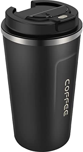 SDYGDB 510ml Reusable Smart Coffee Cup with Temperature Display Stainless Steel Travel Mugs for Hot and Cold Drinks Leakproof Insulation Tea Cups Bottle for Camping Travel(Black)