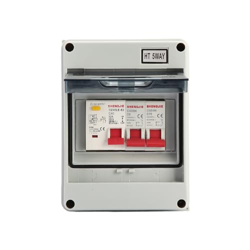 Reheyre 2 Way Consumer Unit, IP65 Consumer Unit Circuit Breaker Panel, 40Amp RCD 16Amp 6Amp, Universal Consumer Circuit Breaker Box Fuse-Board for Outdoor Outbuilding Garage Shed(UK Delivery) White