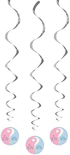 Unique Party 47400 - Hanging Gender Reveal Baby Shower Decorations, Pack of 3