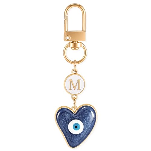 XGALBLA Evil Eye Initial Letter Keychains Sweat-heart Keychains for Women