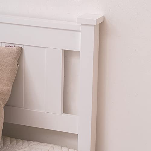 Bonnlo Queen Platform Bed Frame With Headboard, Wood Bed Frame, No Box Spring Needed, White #TOP4