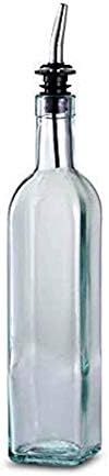 The Tapestry Cruet. Best Olive Oil Dispenser With No Drip Stainless Steel Spout, Italian Glass with Slight Green Tint, Oil And Vinegar Cruet 16 Oz