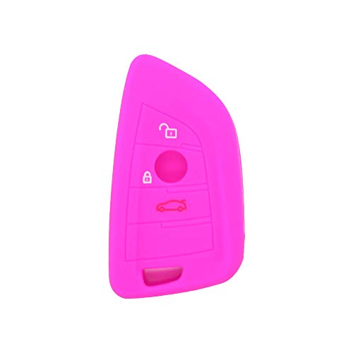 BROVACS Silicone Cover Protector Case Holder Skin Jacket Compatible with BMW X5 X6 X1 5 7 Series 3 Button Smart Remote Key Fob CV9906 Rose - Image 2