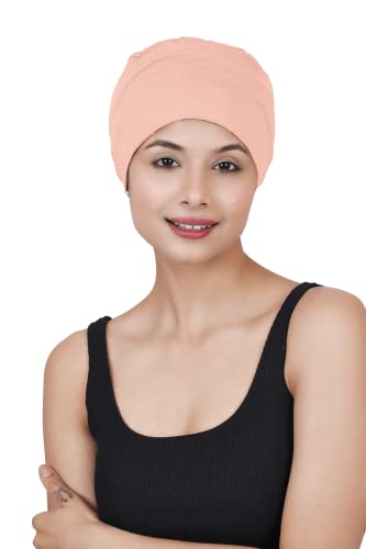 Image of The Headscarves Women Silky Soft Bamboo Viscose Sleep Cap for Hair Loss Chemo Headwear Skull Cap Free Size (Multicolor) (HS3 Multicolor)