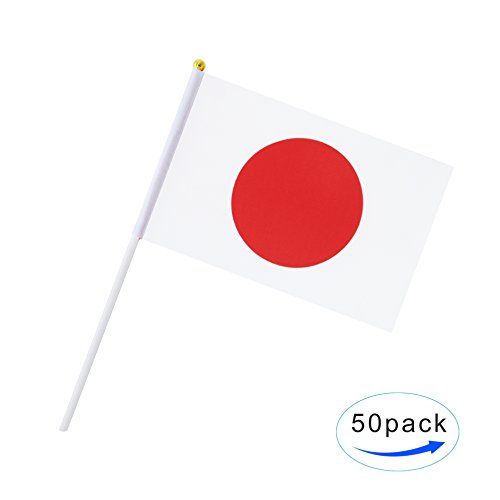 Japan Stick Flag,TSMD 50 Pack Hand Held Small Japanese National Flags On Stick,International World Country Stick Flags Banners,Party Decorations For World Cup,Sports Clubs,Festival Events Celebration