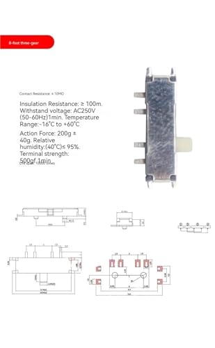 Interruptor deslizante SMD MSK-12C02 de palanca SPDT ON-OFF para reparación de MP3 y MP4 paquete de 20 6