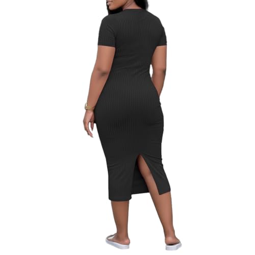 Image of TOPSRANI Women Sexy Midi Dress Bodycon Casual Sleeveless Basic Ruched Tank Summer Club Party Dresses