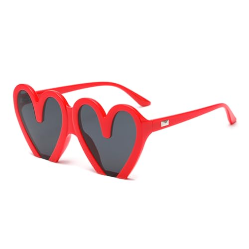Lunettes de soleil en forme de coeur rouge et noir LVTFCO au style vintage