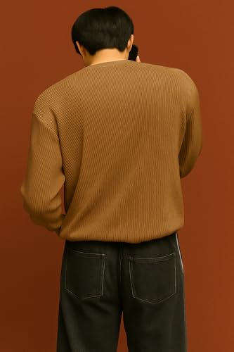 Image of Men's Solid Slim Fit Full Sleeve Henley Neck Rib Textured Cotton Blend T-Shirt | Casual & Office Wear | Daily & Travel use