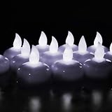 Novelty Place [Float on Water] Flameless Tealights, Battery Operated Floating LED Tea Lights Candles - Elegant White for Wedding, Centerpiece & Spa (Pack of 24)