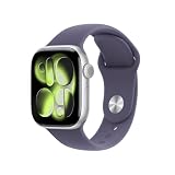 Apple Watch Series 11 GPS, Caixa em alumínio prateado de 42 mm com Bracelete desportiva roxo névoa - M/G
