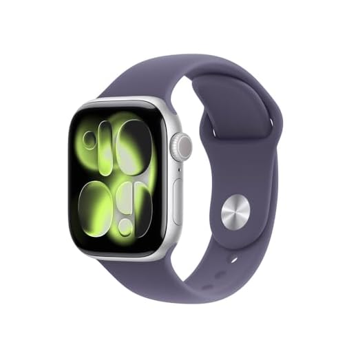 Apple Watch Series 11 GPS, Caixa em alumínio prateado de 42 mm com Bracelete desportiva roxo névoa - P/M