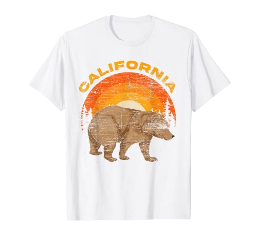 CA Cali Californian Grizzly Bear Retro Sunset California T-Shirt