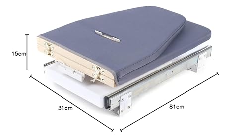 Mudshape Ironing Board Wall Mounted Ironing Board 180° Rotation Extendable in Cabinet Storage Foldable for Home Wardrobe and Laundry Room Approx. 81 x 31 x 15 cm Grey - Image 10