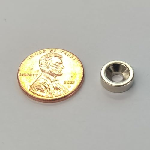 AplysiaTech N52-3/8 D x 1/8" H - 50 Pack with #4 Screws Countersunk Hole Ring Magnet, Powerful Small Rare Earth Magnets, Mini Strong Neodymium Disc Magnets for DIY, Building, Scientific, Craft Magnet by AplysiaTech - Used condition - Image 5