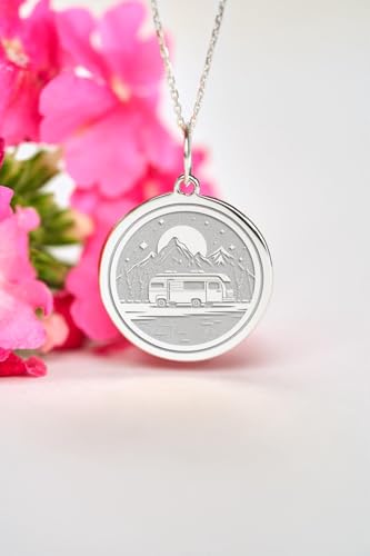 Collier pendentif camping-car en argent sterling 925 véritable