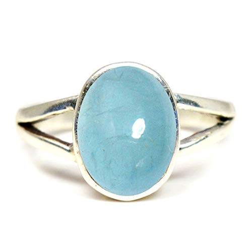Bague aigue-marine naturelle ovale argent 925 cadeau idéal