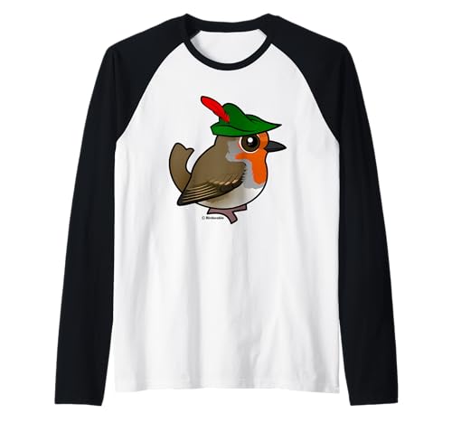 Cute Cartoon Dapper European Robin Hood Cute Eurasian Bird Raglan Baseball Tee