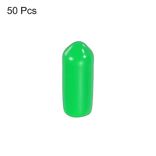 Image of MECCANIXITY 50pcs 3 /16 inch(5mm) Rubber End Caps Cover PVC Vinyl Screw Thread Protector Round Wire Shelf Caps for Screw Bolt Pipe Fence Post, Green