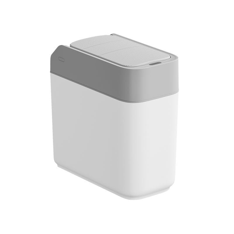 Image of LeafLuxe Smart Sensor Trash Can with Slide Lid - 3.2 Gallon Automatic Bathroom Kitchen Waste Bin Touchless Motion Smart Trash Bin for Narrow Spaces, Office, Bedroom, Living Room (White)