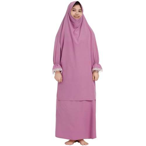 IKADEX Muslim Prayer Clothes For Girls Abaya Hijab Dress with Skirt 2pcs Ramadan Eid Arabian Outfits3