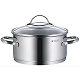 WMF Provence Plus Kochtopf groß 24cm, Glasdeckel, Bratentopf Induktion 4,1l, Cromargan Edelstahl poliert, unbeschichtet, backofengeeignet