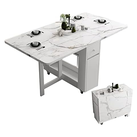 Mesa de comedor plegable con estante de almacenamiento y 2 cajones de almacenamiento FUNROLUX Cover