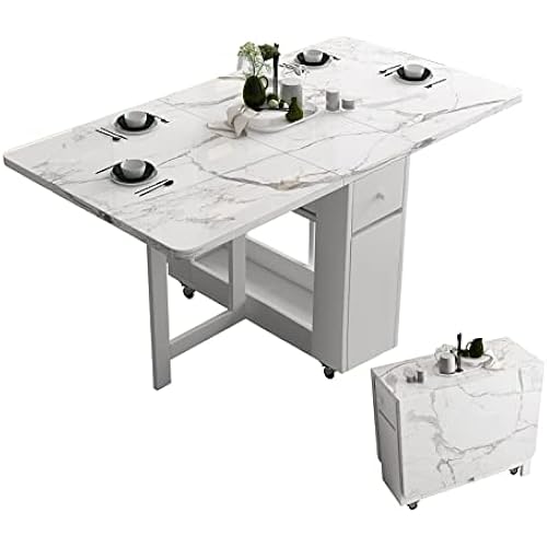 FUNROLUX Folding Dining Table with Storage, Kitchen Table for Small Spaces