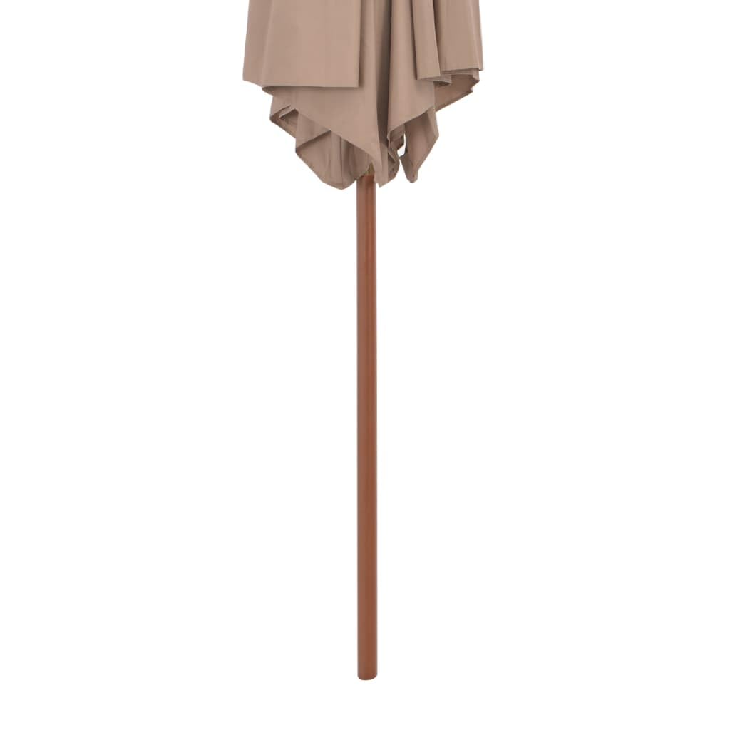 Madera resistente protección UV mástil 38 mm soporte mesa Gris Topo 270 cm | Sombrilla de jardin con palo de madera gris taupe 270 cm toldo parasol exterior con proteccion UV para terraza patio playa