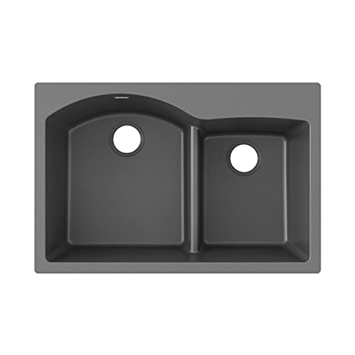 Elkay Quartz Classic ELGH3322RGY0 Dusk Gray Offset 60/40 Double Bowl Top Mount Sink