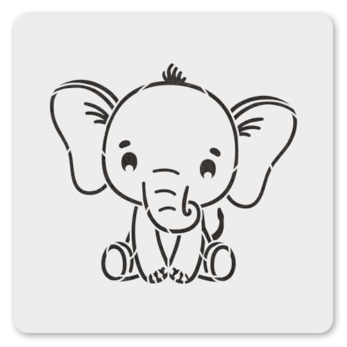 MAGJUCHE Elephant Stencil 12 Inches, Reusable Baby Shower Stencil for Painting DIY Crafts Decor