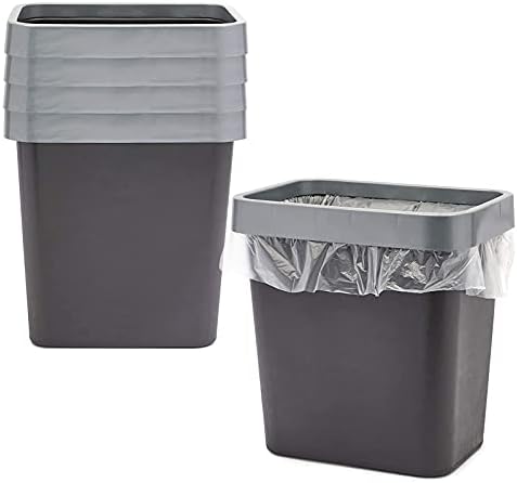 Medium Waste Baskets, Black Garbage Cans (11.6 x 11.1 x 7.87 in, 5 Pack)
