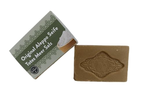 myAMAZE® ORIGINAL Aleppo Seife Totes Meer Salz| 100g | Naturseife/Handseife/Duschseife/Haarseife | Vegan | Plastikfrei | Handmade | traditionelle Herstellung |