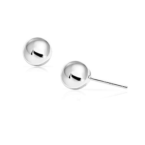 Solidgold - 14 Karat Ball Stud Earrings Dazzling Real White Gold | 7Mm #TOP3