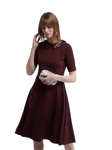 Image of Miss Chase Women's Comfortable Round Neck Sleeveless Striped Midi Bodycon Dress with Zipper